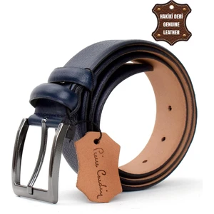 Pierre Cardin PC404 Erkek 4 cm Deri Kemer Lacivert