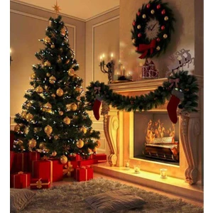 Luxury Series 190 cm - 60 Adet Süslü ve Işıklı Metal Ayaklı 550 Dal Ithal Yılbaşı Çam Ağacı
