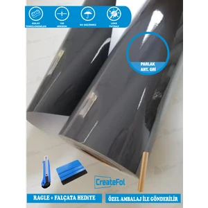 Parlak Antrasit Yapışkanlı Folyo Mutfak Dolap ve Mobilya Kaplama Folyosu Istedğiniz Ölçüde