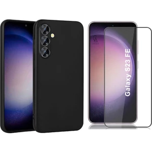 Samsung Galaxy S23 Fe ile Uyumlu Soft Yumuşak Telefon Kılıfı ve 5d Tam Kaplayan Cam Ekran Koruyucu