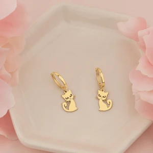 Dkmn Silver 925 Ayar Gümüş Sallantılı Kedili Küpe