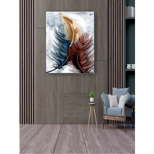 Harz Dekor Renkli Kuş Tüyleri Kanvas Tablo Dekoratif Modern Soyut Minimalist Illüstrasyon