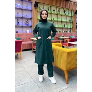 Önden Iki Cepli Sade Basic Uzun Tunik Pantolon Ikili Spor Takımı - 03067 - Nefti