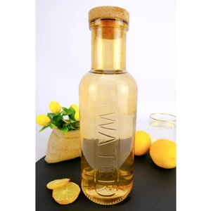H2O Mantar Kapaklı Cam Su Şişesi Başucu Sürahisi 1000 ml Amber - H2O89106 C1-1-18