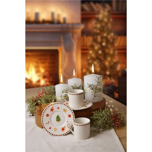 Heda Porselen Kurabiye Adam 2 Kişilik 4 Parça Porselen Kahve Fincan Takımı