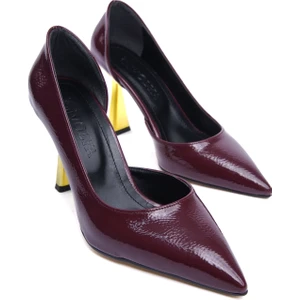 Scarlet Bordo Kırışık Rugan (8cm) Topuk  Boyu Günlük Kullanım Stiletto