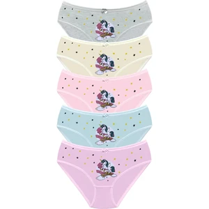 New Lilla Kız Çocuk Baskılı Külot Paketi %95 Pamuk 5'li Renkli Desenli Set