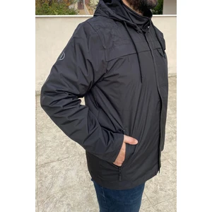 Remsa Spor Büyük Beden Erkek Kapüşonlu Rüzgar Geçirmez Cep Detaylı Içi Fileli Yağmurluk Siyah Remsa Spor TH901