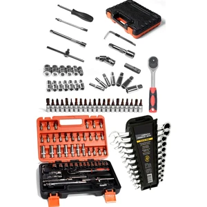 Staxx Power Profesyonel Cr-V 1/4 Cırcırlı 53 Parça Tam Set Lokma Takımı + 12 Parça Kombine Anahtar Usta Seti