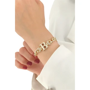 ÇLK Accessories B Harf Zirkon Taş Bileklik