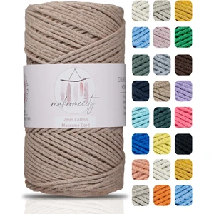 Premium Koton Pamuk Makrome Ipi Koyu Bej 200 gr 150 Metre 2mm Cotton Zincir Makrome Çanta Ipi Supla Ipi