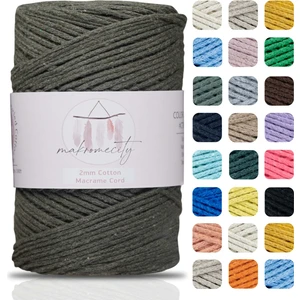 Premium Koton Pamuk Makrome Ipi Haki 200 gr 150 Metre 2mm Cotton Zincir Makrome Çanta Ipi Supla Ipi