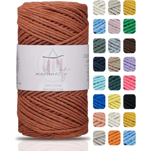 Makrome City Premium Koton Pamuk Makrome Ipi Kiremit 200 gr 150 Metre 2mm Cotton Zincir Makrome Çanta Ipi Supla Ipi