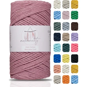 Premium Koton Pamuk Makrome Ipi Gül Kurusu 200 gr 150 Metre 2mm Cotton Zincir Makrome Çanta Ipi Supla Ipi