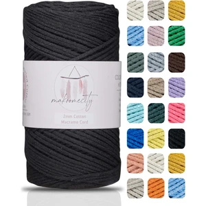 Premium Koton Pamuk Makrome Ipi Siyah 250 gr 185 Metre 2mm Cotton Zincir Makrome Çanta Ipi Supla Ipi