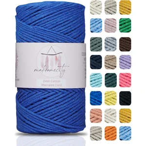 Makrome City Premium Koton Pamuk Makrome Ipi Saks Mavi 200 gr 150 Metre 2mm Cotton Zincir Makrome Çanta Ipi Supla Ipi