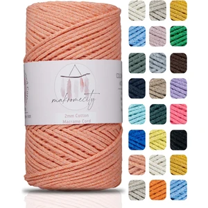 Premium Koton Pamuk Makrome Ipi Somon 200 gr 150 Metre 2mm Cotton Zincir Makrome Çanta Ipi Supla Ipi