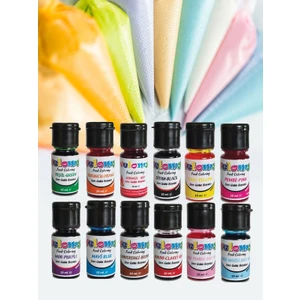 Gıda Boyası ve Krema Torbası Seti - 12 Adet Sıvı Gıda Boyası 10 ml + 12 Adet Krema Sıkma Torbası