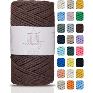 Makrome City Premium Koton Pamuk Makrome Ipi Acı Kahve 200 gr 150 Metre 2mm Cotton Zincir Makrome Çanta Ipi Supla Ipi