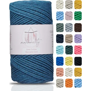 Premium Koton Pamuk Makrome Ipi Kot Mavi 200 gr 150 Metre 2mm Cotton Zincir Makrome Çanta Ipi Supla Ipi