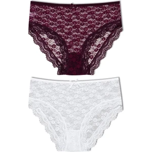 2'li Dantelli Yüksek Bel Büyük Beden Bato Kadın Külot