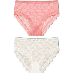 2'li Dantelli Yüksek Bel Büyük Beden Bato Kadın Külot