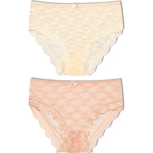 2'li Dantelli Yüksek Bel Büyük Beden Bato Kadın Külot