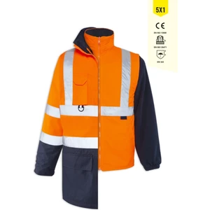 Frekans İş Güvenliği Junıor Olympus Max-Breathane Hı-Vıs Two-Tone 5 In 1 Jacket Turuncu Lacivert