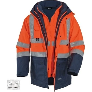Frekans İş Güvenliği 5+1 Reflektörlü Kışlık Mont Parka Içi Çıkmalı Turuncu Yerli Kaban Işçi Montu Mühendis Montu