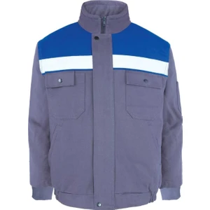 Frekans İş Güvenliği Robalı Gri Saks Mavi Reflektörlü Içi Kapitoneli Kışlık Iş Montu