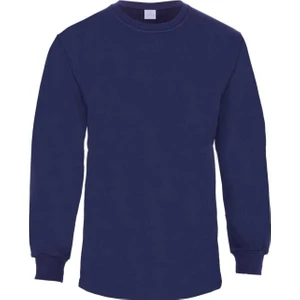 Frekans İş Güvenliği Bisiklet Yaka Lacivert Uzun Kollu Sweatshirt Pike Örme Iş Tişörtü