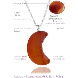 Tesbih Atölyesi Ay Model Gerçek Karnelyan Akik Taşı Kolye
