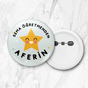 Öğretmenden Aferin Iğneli Yaka Rozeti 58 mm