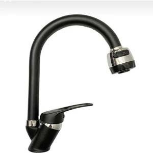 Bdl Armatür  Siyah Krom 2 Fonksiyonlu Baston Borulu Mutfak Eviye Bataryası Musluğu