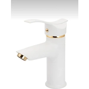 Bdl Armatür  Beyaz Altın Gold Kartal Sabit Lavabo Bataryası Musluğu Çeşmesi Çift Su Girişli