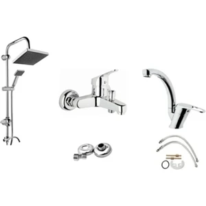 Bdl Armatür Ecsa Robot Duş Seti- Banyo Bataryası- Lavabo Bataryası Musluğu 3’lü Set