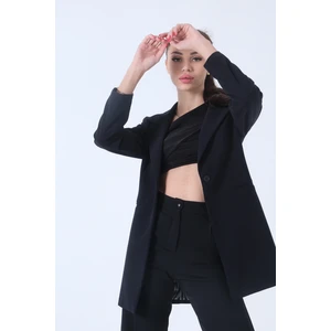 Lacivert Zebra Astar Detaylı Krep Blazer Ceket 01051201.02