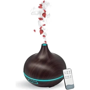 Aroma Terapi Oda Hava Nemlendirici Işıklı Ultrasonik Buhar Makinesi Ahşap Görünüm 7 Renk Led Işıklı