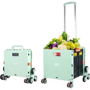Katlanır 55LT Merdiven Çıkabilen Portatif Çok Fonksiyonlu Yük Paket Taşıma Pazar El Arabası 90KG