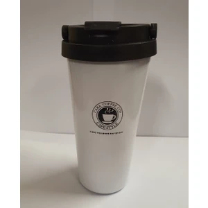 Grossberg Coffee Çift Katman Çelik Kişisel Mug 500 ml Beyaz