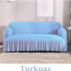 Furkan Ticaret Bürümcük Lastikli Kanepe Örtüsü Likralı Koltuk Örtüsü 3'lü Burumcuk Çekyat Örtüsü 3 Kişilik