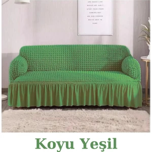 Furkan Ticaret Bürümcük Lastikli Kanepe Örtüsü Likralı Koltuk Örtüsü 3'lü Burumcuk Çekyat Örtüsü 3 Kişilik