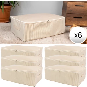 6 Adet Büyük Boy Çizgi Desen Baskılı Krem Baza Altı Düzenleyici Yastık Yorgan Kıyafet Hurcu 60X40X20 cm