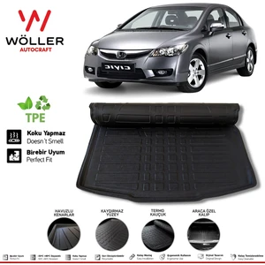 Honda Civic Fd6 Bagaj Havuzu 2006 2011 Arası 3D Wöller Ultraflex Esnek