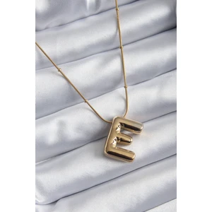 Ezo Concept 316L Çelik Gold Renk Bubble "e" Harf Model Kadın Kolye
