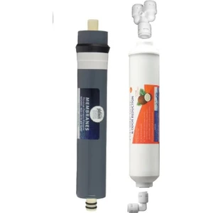 Su Arıtma Filtresi 2'li Set 10" Inch Post Karbon Tatlandırıcı Aqualine Platinum 1812 Membran Filtre 80 Gpd Esli