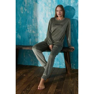 Kadın Pijama Takımı Uzun Kollu Soft Fransız Kadife Kışlık