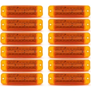 12 Adet 16 Ledli Çift Sıra Led Lamba Turuncu 12-24 Volt 
