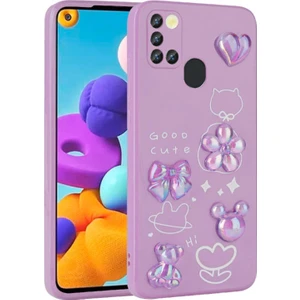 Techno Guru Samsung Galaxy A21S Kılıf Kabartma Figürlü Parlak Zore Toys Silikon Kapak