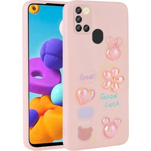 Techno Guru Samsung Galaxy A21S Kılıf Kabartma Figürlü Parlak Zore Toys Silikon Kapak